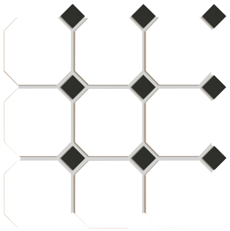 Porcelain Mosaic White Matt & Black Polished (BJ9510)